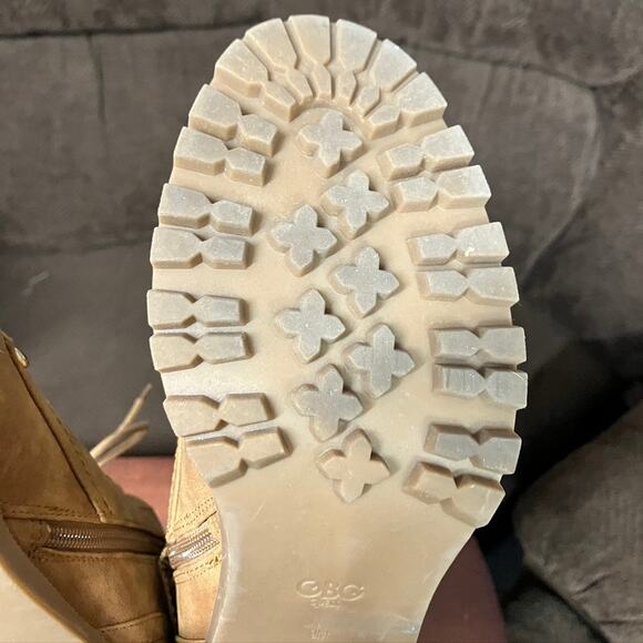 G by Guess Jayden Combat boot Tan Womens 9m Block‎ Heel Zipper Buckle - Picture 9 of 12